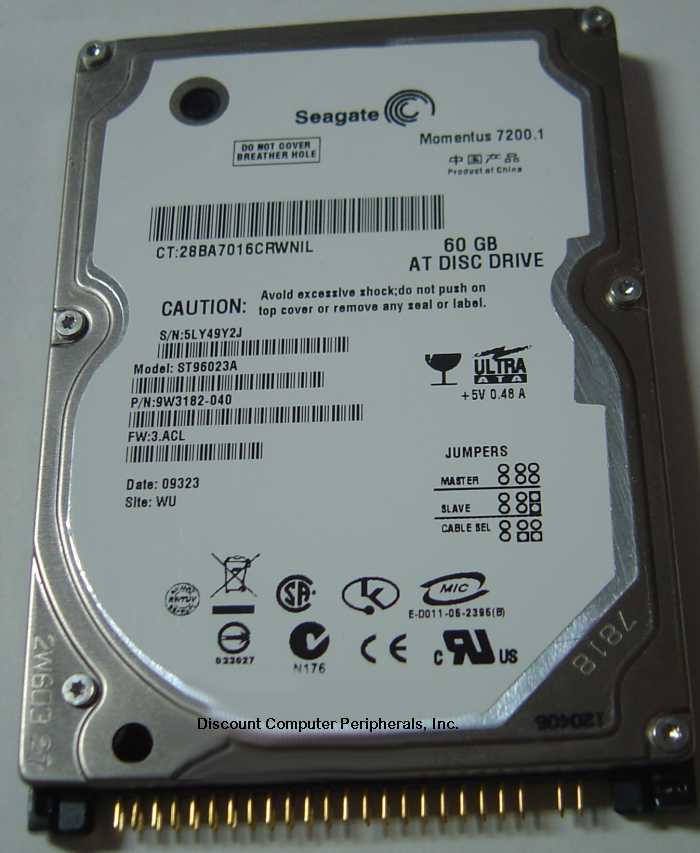 SEAGATE ST96023A_NEW - 60GB 7200RPM ATA-100 IDE 2.5IN LAPTOP DRI