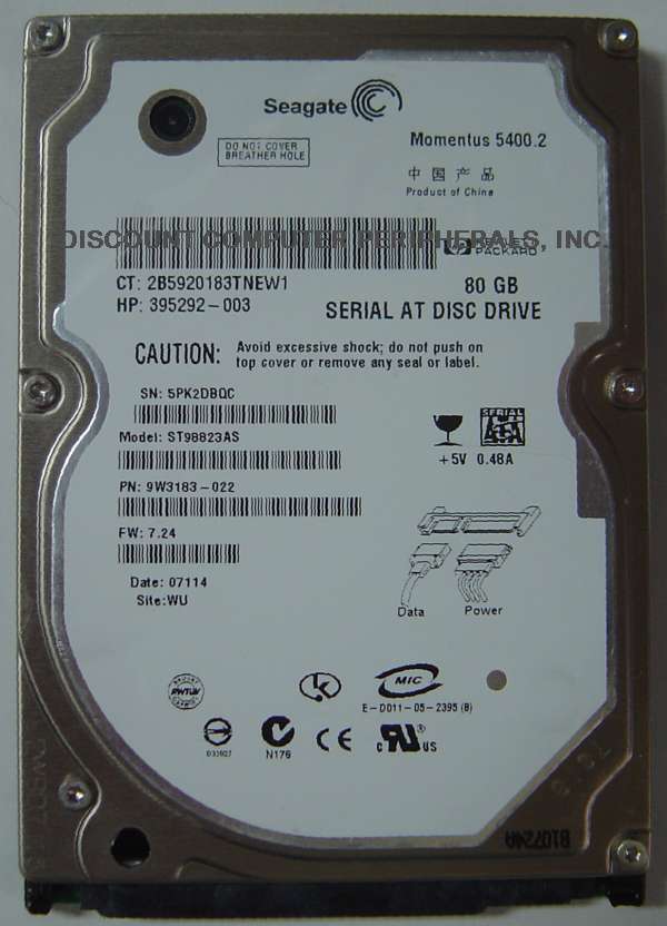 SEAGATE ST98823AS_NEW - 80GB 5400RPM SATA-150 2.5IN LAPTOP DRIVE