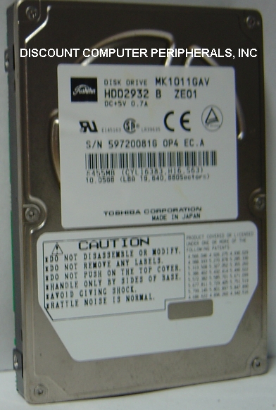 TOSHIBA MK1011GAV - 10GB 12.5MM LAPTOP IDE DRIVE HDD2932