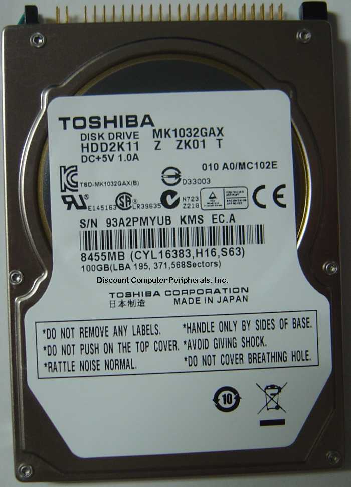 TOSHIBA MK1032GAX_NEW - 100GB 2.5IN 5400RPM ATA-100 IDE HDD2K11