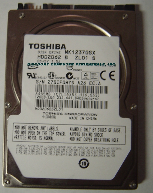 TOSHIBA MK1237GSX - 120GB 5400RPM 9.5MM SATA-150 2.5 INCH HDD2D6