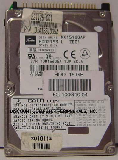 TOSHIBA MK1516GAP - 15GB 2.5IN LP IDE HDD2153 - Call or Email fo
