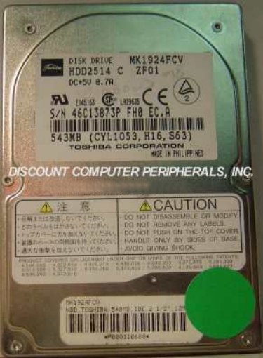 TOSHIBA MK1924FCV - 543MB 2.5IN LP IDE HDD2514 - Call or Email f