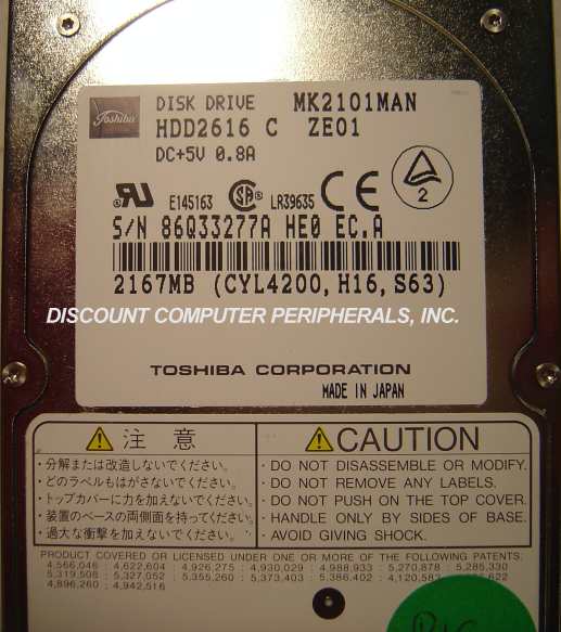 TOSHIBA MK2101MAN - 2.1GB 2.5IN IDE HDD2616 - Call or Email for