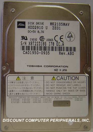 TOSHIBA MK2105MAV - 2.1GB 2.5IN IDE Laptop Drive HDD2910