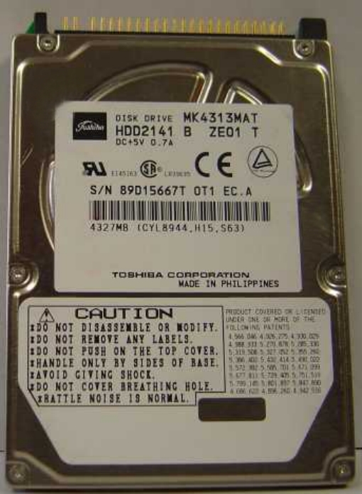 TOSHIBA MK4313MAT - 4.3GB 2.5IN LP IDE HDD2141 - Call or Email f