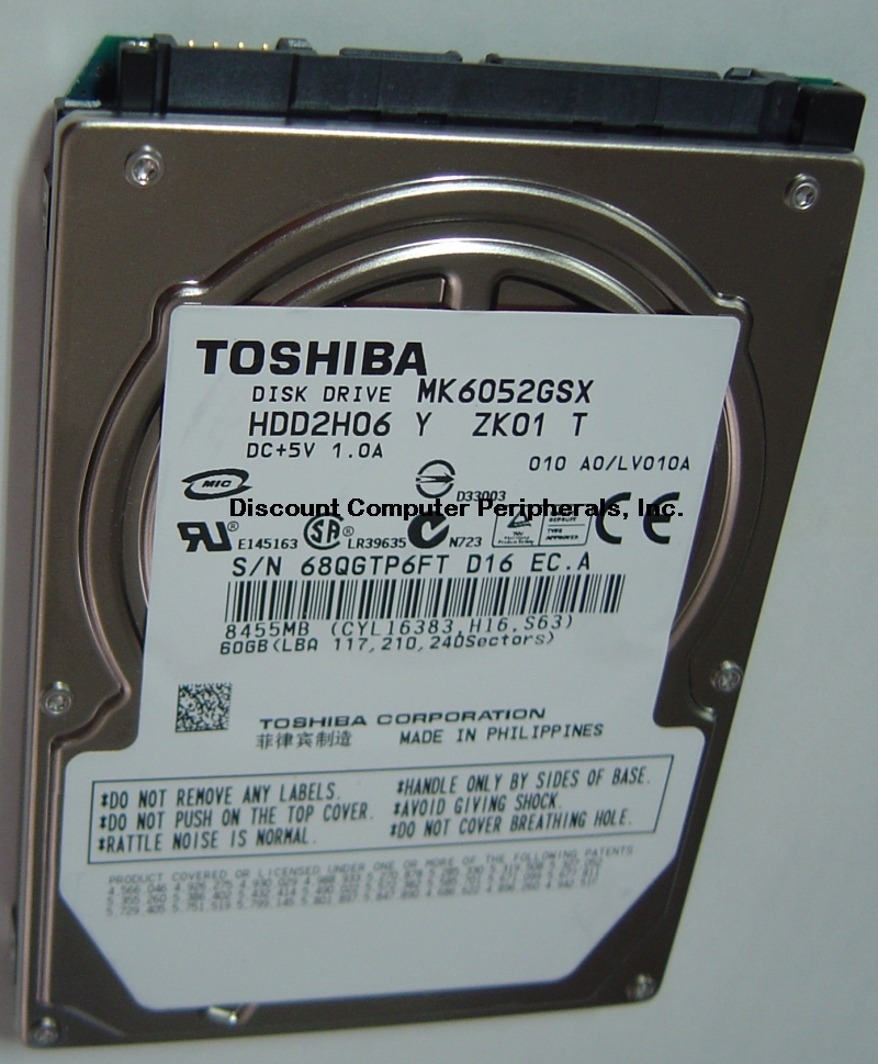 TOSHIBA MK6052GSX - 60GB 5400RPM SATA-150 2.5 INCH HDD2H06