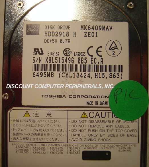 TOSHIBA MK6409MAV - 6.4GB 2.5IN 12.5MM IDE HDD2918 - Call or Ema
