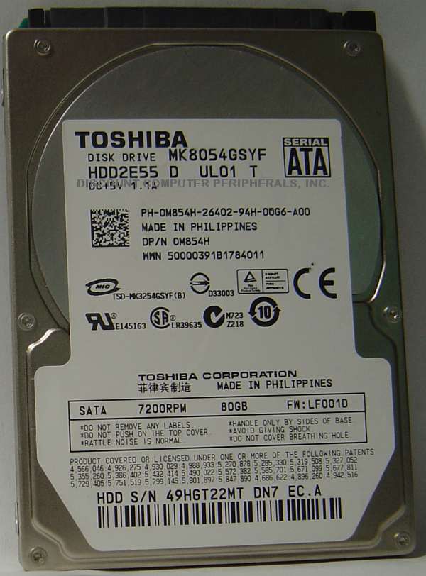 TOSHIBA MK8054GSYF - 80GB 2.5IN 4200RPM SATA HDD2E55 - Call or E