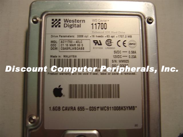 WESTERN DIGITAL AC11700 - 1.7GB IDE 3.5 inch Drive - Call or Ema