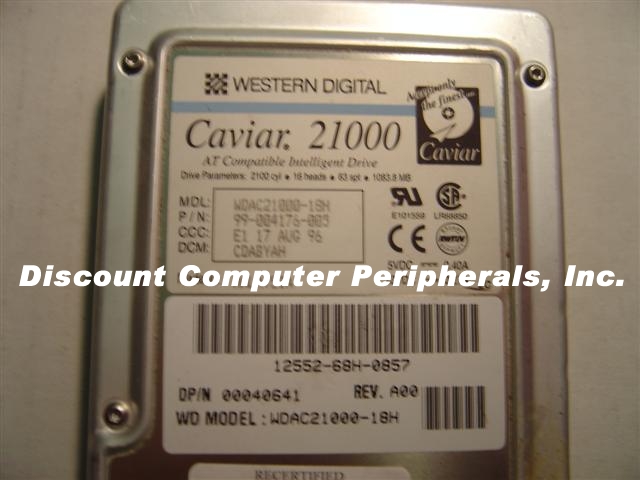 WESTERN DIGITAL AC21000 - 1.08GB 3.5IN 3H IDE CAVIAR WDAC21000 -