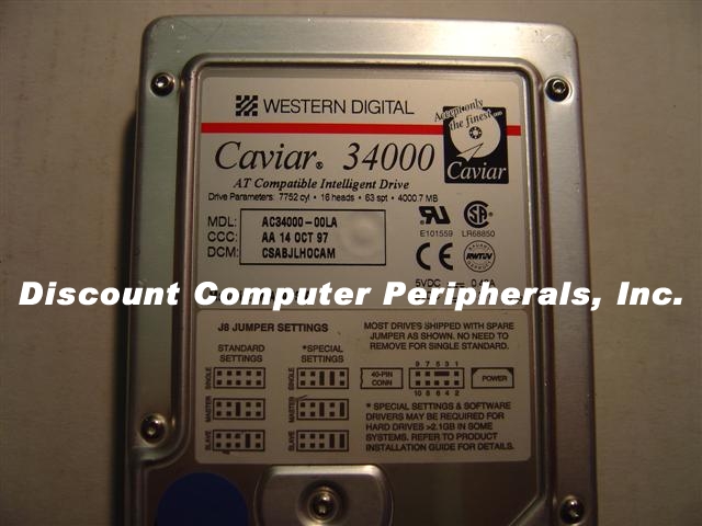 WESTERN DIGITAL AC34000 - 4GB IDE 3.5IN CAVIAR 34000 - Call or E