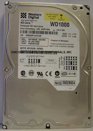 WESTERN DIGITAL WD1000JB - 100GB 7200RPM ATA-100 3.5IN IDE LP -