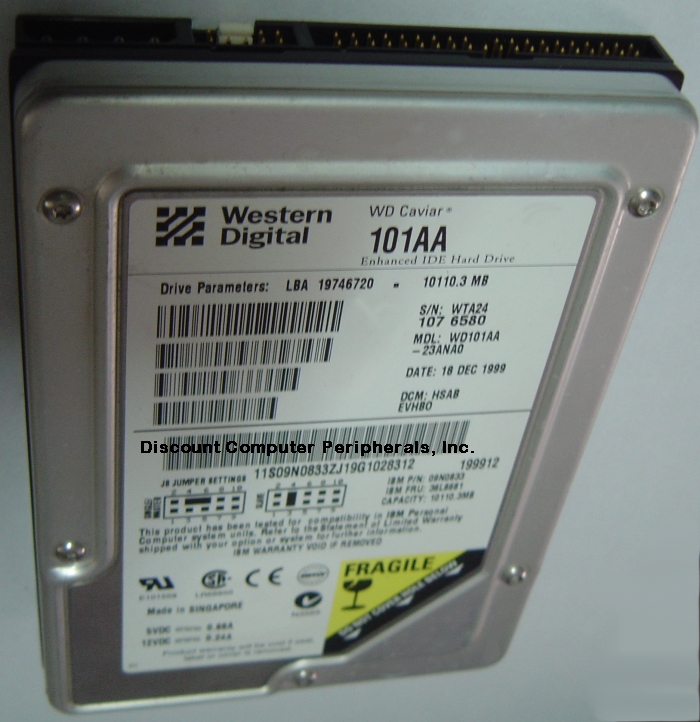 WESTERN DIGITAL WD101AA - 10GB 3.5IN 5400 RPM ATA66 IDE LP