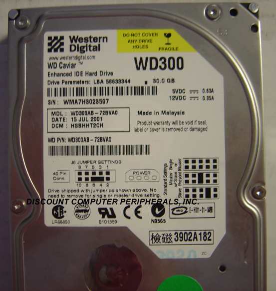 WESTERN DIGITAL WD300AB - 30GB 5400RPM ATA/100 3.5IN IDE LP - Ca