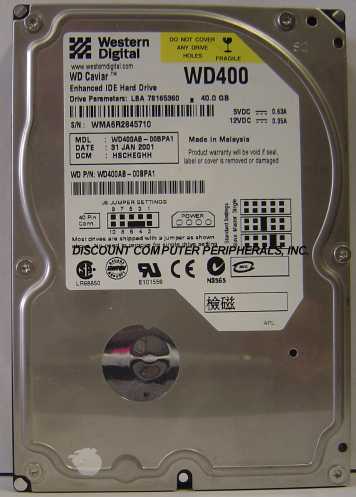 WESTERN DIGITAL WD400AB - 40GB 7200RPM ATA100 3.5IN IDE - Call o