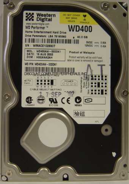 WESTERN DIGITAL WD400AW - 40GB 5400RPM ATA/100 3.5IN IDE LP - Ca