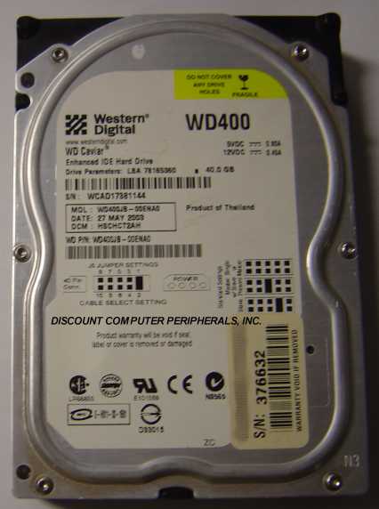 WESTERN DIGITAL WD400JB - 40GB 7200RPM ATA-100 3.5IN IDE - Call