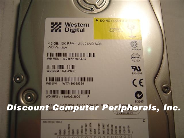 WESTERN DIGITAL WD45FH - NEW - 4.5GB 3.5IN LP SCSI-2 SCA 80PIN L