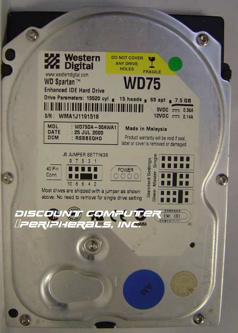 WESTERN DIGITAL WD75DA - 7.5GB 3.5IN 5400RPM ATA66 IDE LP WD75DA