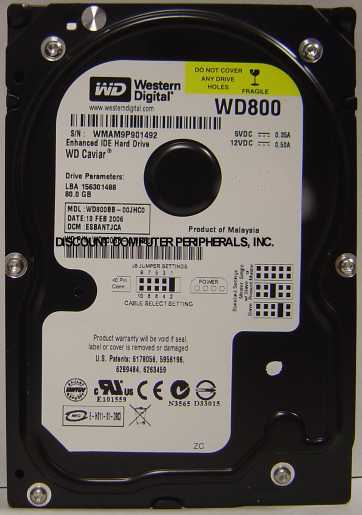 WESTERN DIGITAL WD800BB - 80GB 7200RPM ATA-100 3.5IN IDE LP - Ca