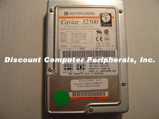 WESTERN DIGITAL WDAC32500 - 2.5GB IDE 3.5in LP CAVIAR AC32500 -