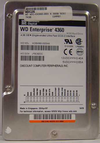 WESTERN DIGITAL WDE4360-50PIN - 4.3GB 3.5IN SCSI 50 PIN - Call o
