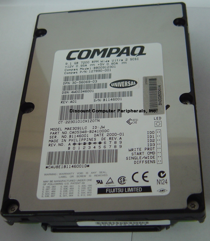 COMPAQ 127890-001 - 9.1GB 7200 RPM 3.5 LP SCSI SCA 80PIN BB00912