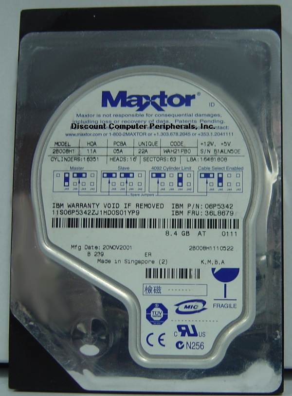 MAXTOR 2B008H1 - 8.4GB 5400RPM ATA-100 3.5IN IDE - Call or Email