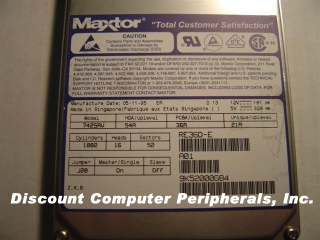 MAXTOR 7425AV - 420MB 3.5IN IDE - Call or Email for Quote.