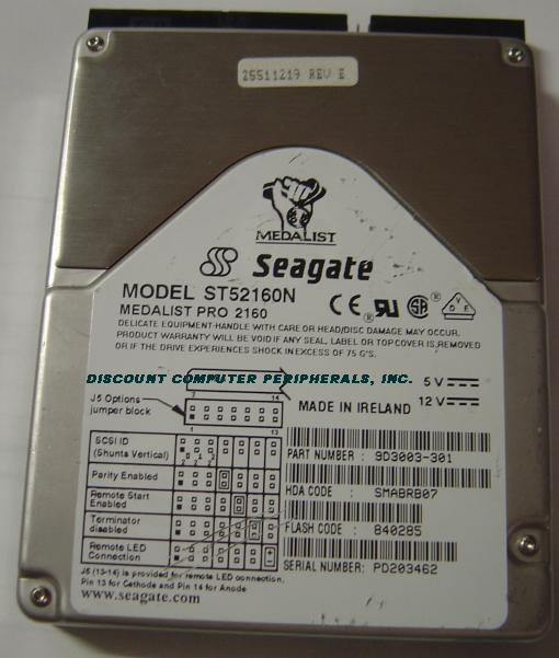 SEAGATE ST52160N - 2.1GB 3.5IN SLP SCSI 50PIN - Call or Email fo