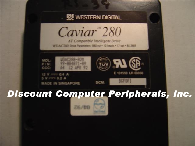 WESTERN DIGITAL AC280 - 85MB 3.5IN IDE CAVIAR 280 WDAC280 - Call